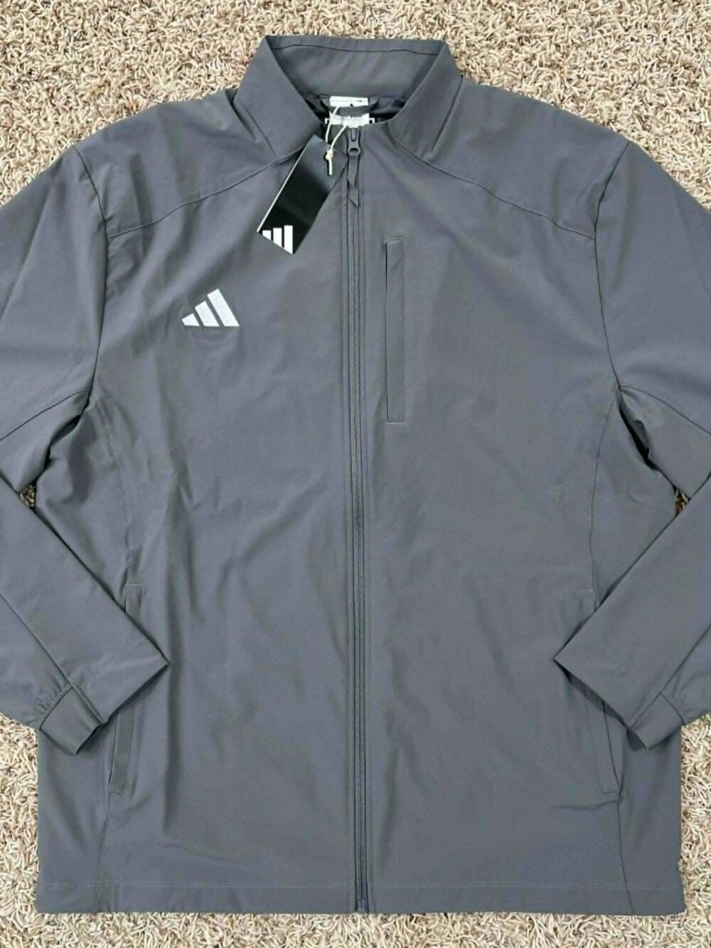Adidas Men’s Full-Zip Woven Travel Jacket Gray JN4229, Size Large-Tall (New)